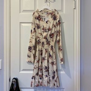 Long sleeved floral print dress